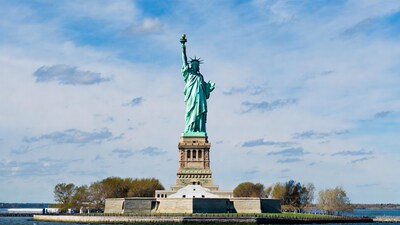 Statue of Liberty on island