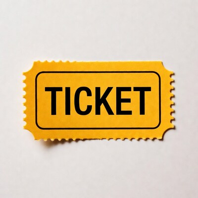 Yellow Ticket on White Background