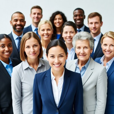 Diverse professional team smiling together