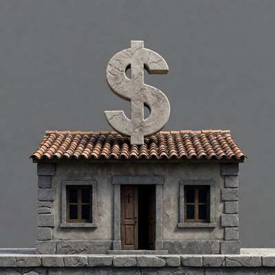 Dollar Sign on Stone House