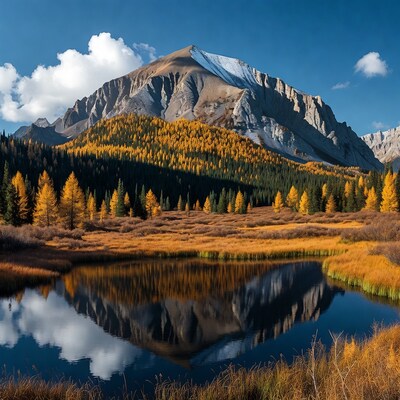 Autumn Mountain Reflection in Lake