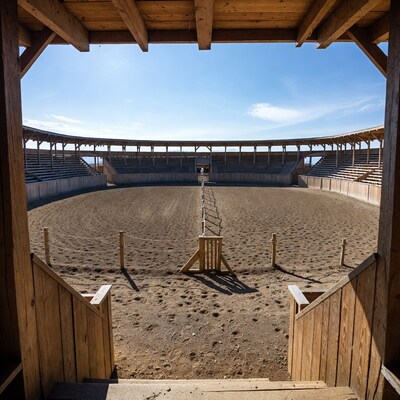 Empty Wooden Rodeo Arena