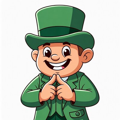 Cartoon Leprechaun Praying with Hands