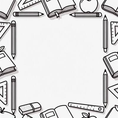 School Supplies Border Illustration