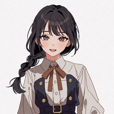 Anime girl with braided hair smiling