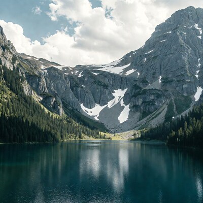 Mountain Lake with Snowy Peaks