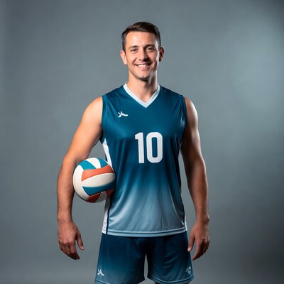 Male volleyball player holding ball
