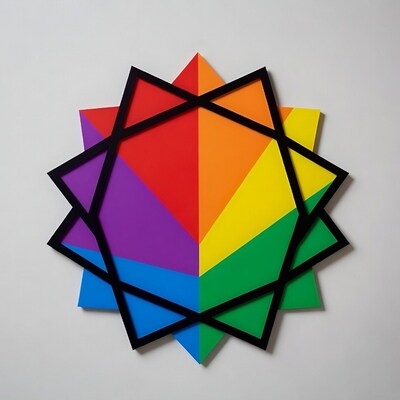 Rainbow Nonagon Framed Art