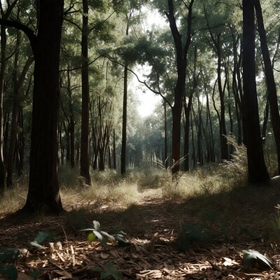 Forest Path with Tall Trees