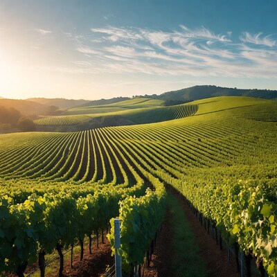 Vineyard Rows at Golden Hour