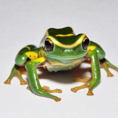 Green and yellow tree frog