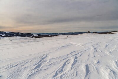Snowy Mountain Landscape with Distant Hills