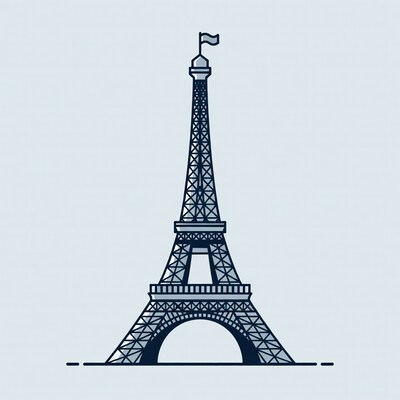 Eiffel Tower illustration with flag