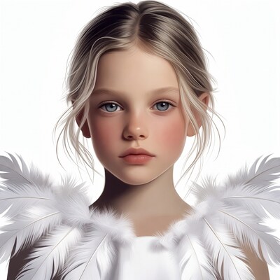 Blonde girl with angel wings