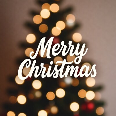 Merry Christmas Blurred Tree Bokeh