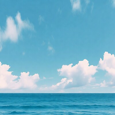 Ocean with Clouds and Blue Sky
