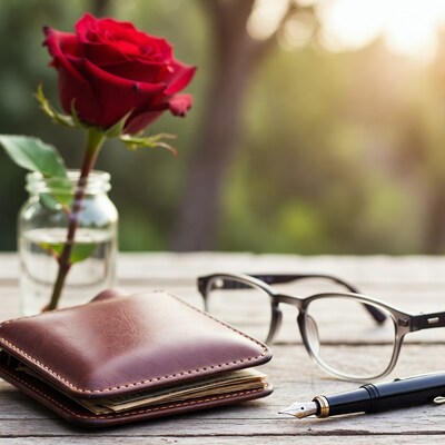 Red Rose with Wallet Glasses Pen
