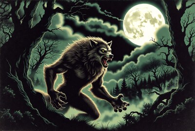 Howling Werewolf in Moonlit Forest