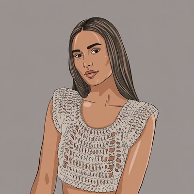 Woman in white crochet crop top