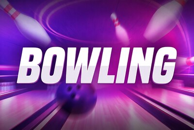 Bowling Text with Pins and Ball