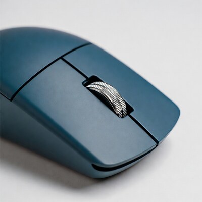 Blue gaming mouse with scroll wheel