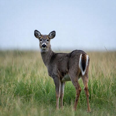 Doe standing in tall grass