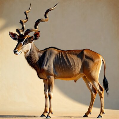 Kudu antelope with large spiral horns