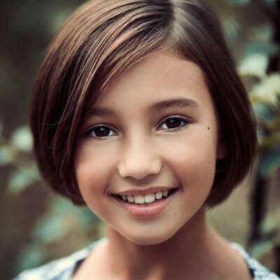 Smiling girl with bob haircut
