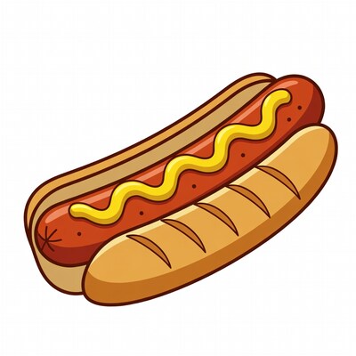 Cartoon Hot Dog with Mustard