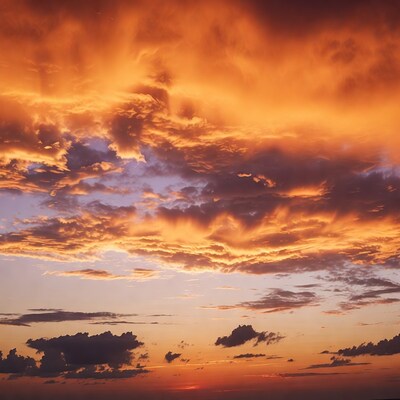 Vibrant orange sunset clouds