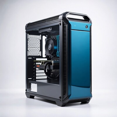 Blue Gaming PC Case with RGB Lights