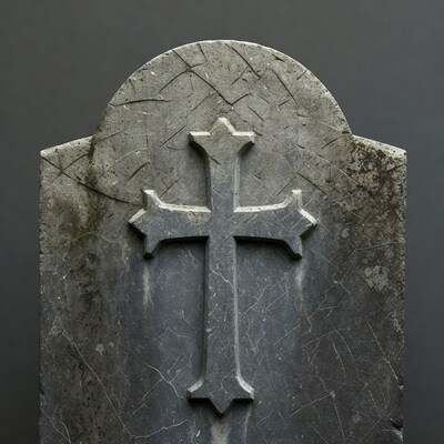 Stone Cross on Grave Tombstone