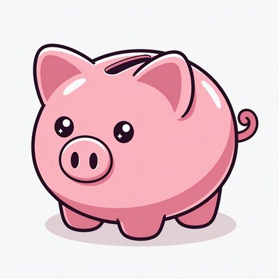 Cute Pink Piggy Bank Illustration