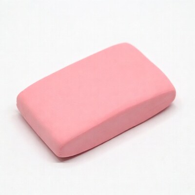 Pink Eraser on White Background