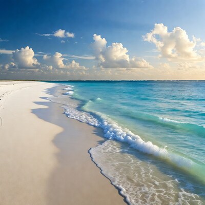 White sand beach turquoise ocean waves