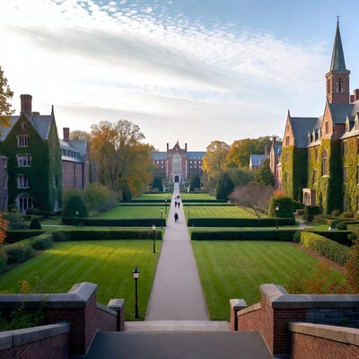 Autumn University Quad with Pathway