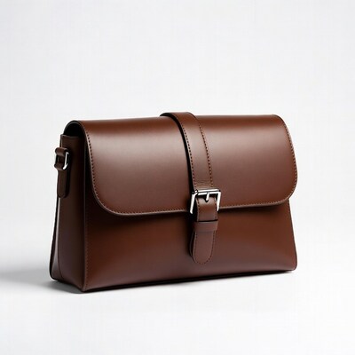 Brown leather shoulder bag