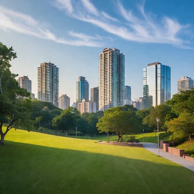 City Skyline Over Green Park
