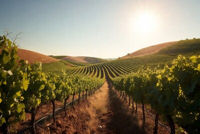 Vineyard Rows at Sunset