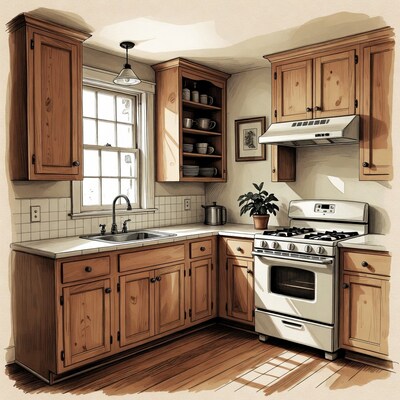 Vintage Wooden Kitchen Illustration