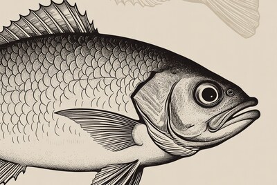 Black and white perch fish illustration