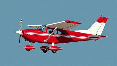Red Cessna Airplane Flying in Sky