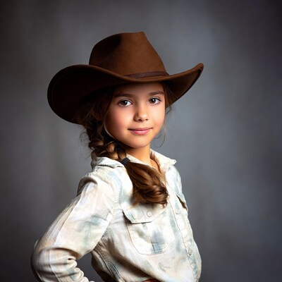 Girl in cowboy hat smiling