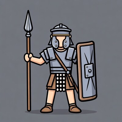 Roman soldier with spear and shield