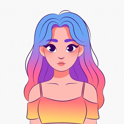 Girl with rainbow hair illustration