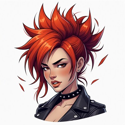 Punk woman with red mohawk
