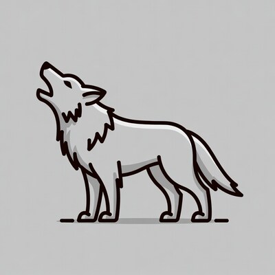 Wolf howling silhouette illustration