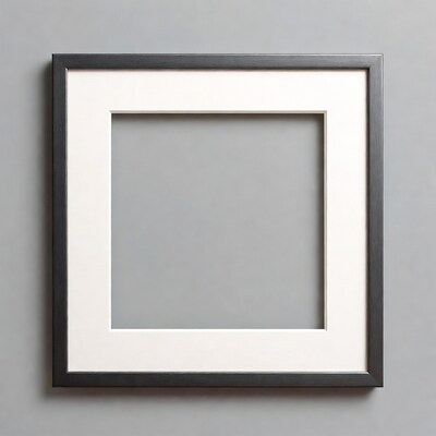 Empty Black Picture Frame on Gray Wall
