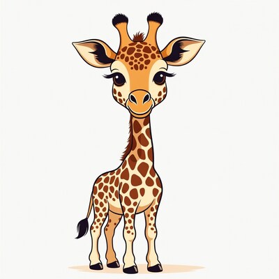 Cute cartoon baby giraffe