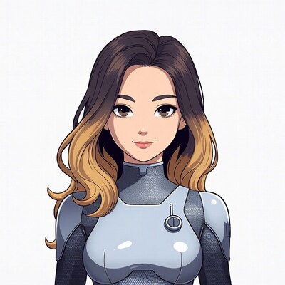 Anime girl in silver spacesuit